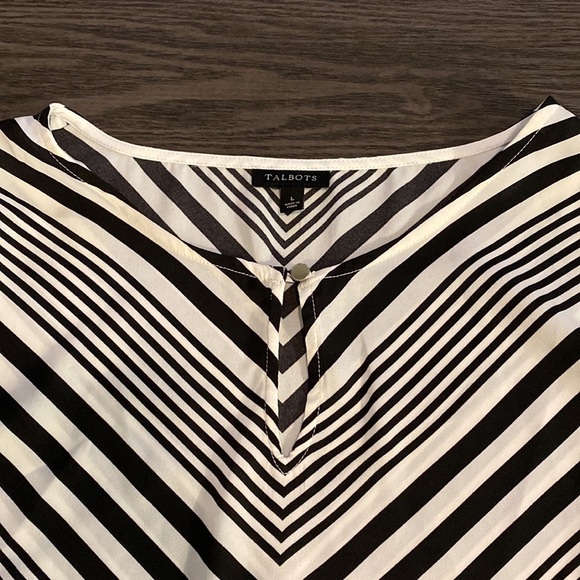 Talbots long sleeve diagonal stripe career blouse. Size L. 100% polyester. - Picture 10 of 16